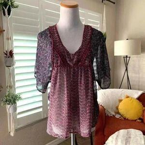 Xhilaration purple chiffon flowy blouse